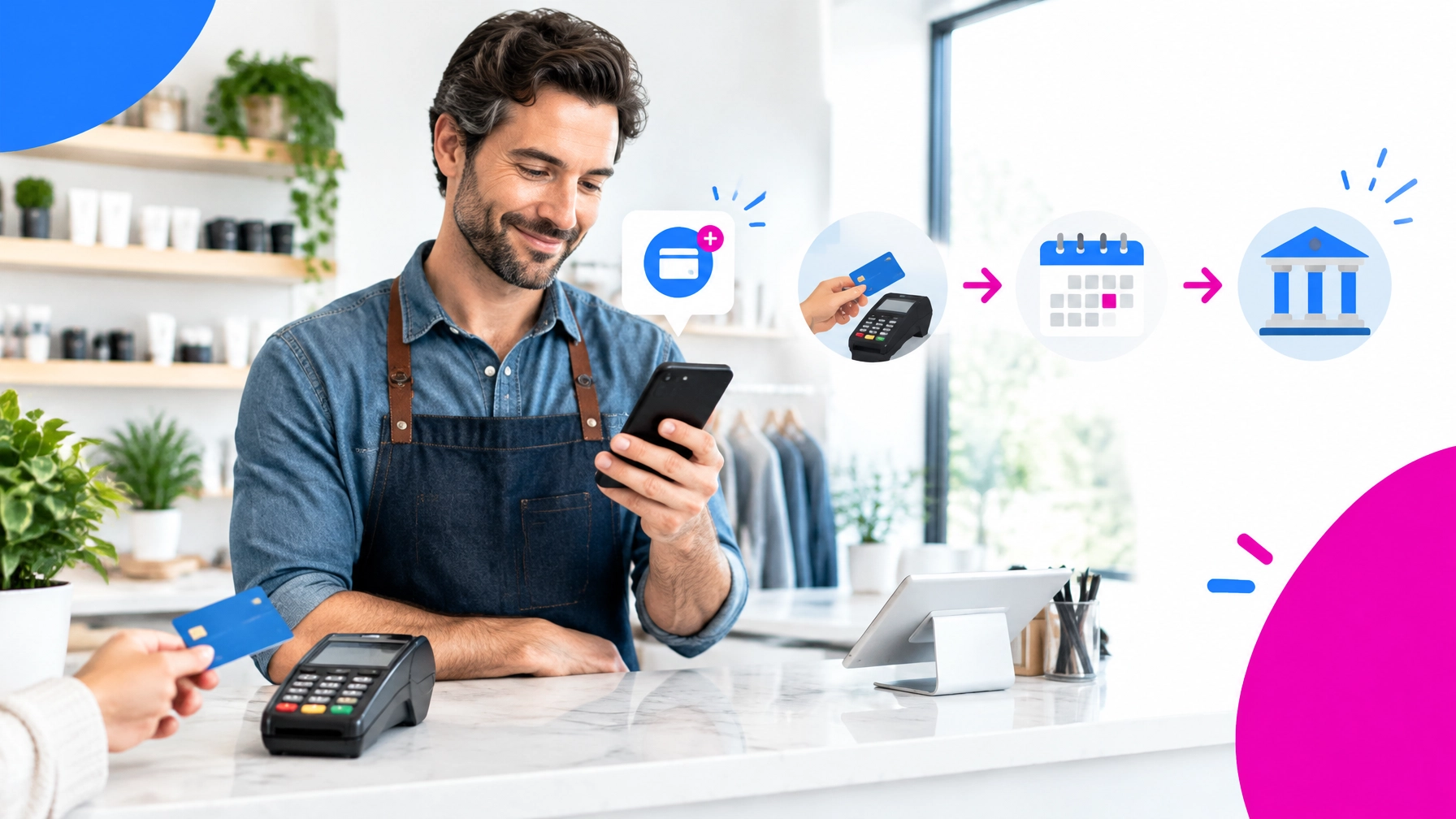 man looking at his phone on receiving payment